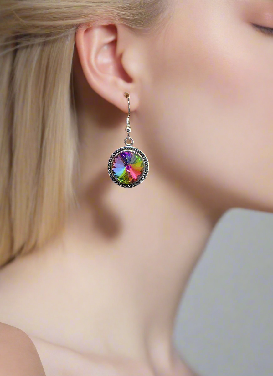 Captivating Chaton Vitrail Rivoli Earrings