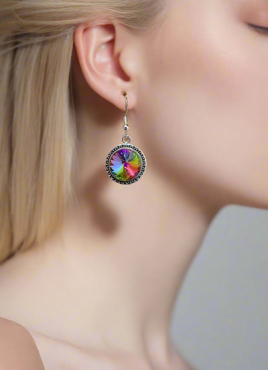 Captivating Chaton Vitrail Rivoli Earrings