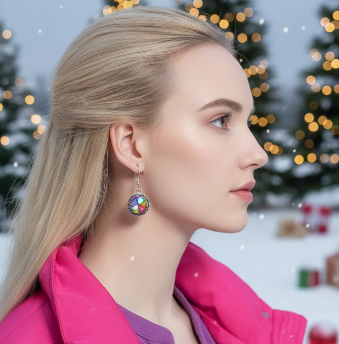 Captivating Chaton Vitrail Rivoli Earrings