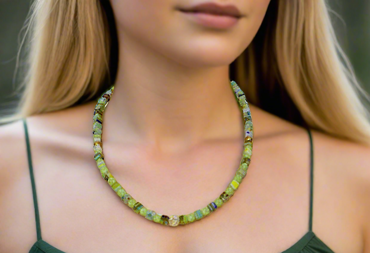 Charming Green and Gold Beaded Necklace by Artistry Jewelry