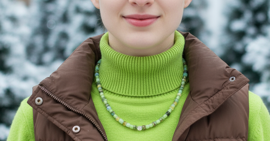 Charming Green and Gold Beaded Necklace by Artistry Jewelry