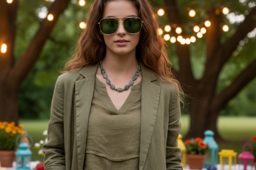 Alluring Mocha & Mint Jasper, Unakite and Hematite Beaded Necklace by Artistry Jewelry