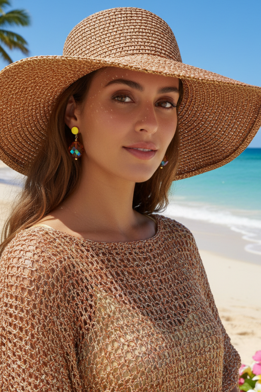 Exquisite Copper Crystal Twist  and Gold Earrings