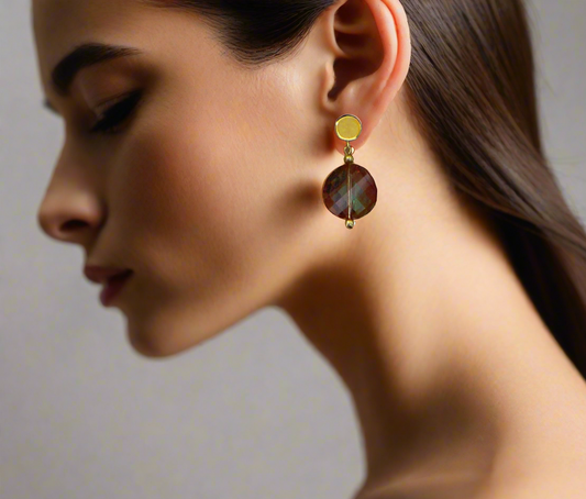 Exquisite Copper Crystal Twist  and Gold Earrings