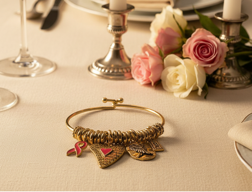 Charming Pink Ribbon Bracelet