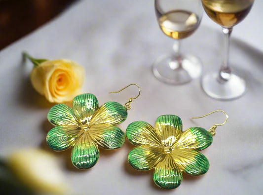 Fancy Green Flowers Earrings