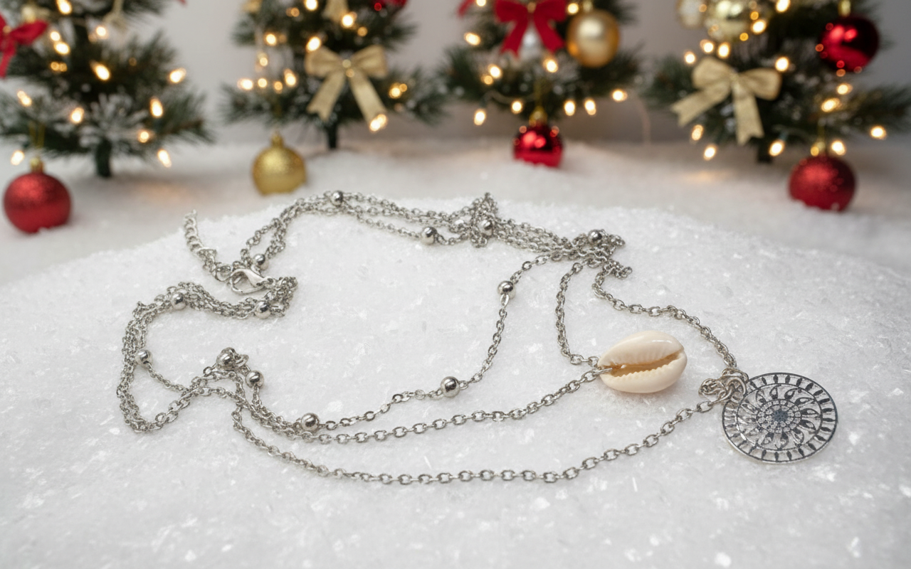 Stunning Silver Shell Multilayer Necklace