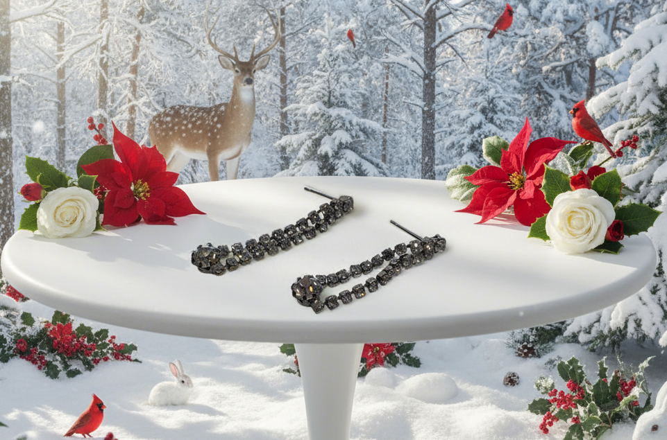 Elegant Smokey Black Rhinestone Dangle Earrings