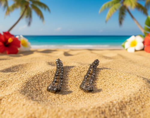 Elegant Smokey Black Rhinestone Dangle Earrings