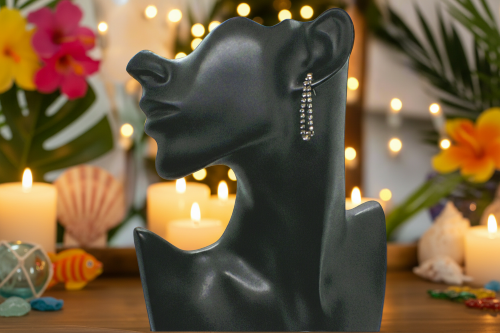 Elegant Smokey Black Rhinestone Dangle Earrings