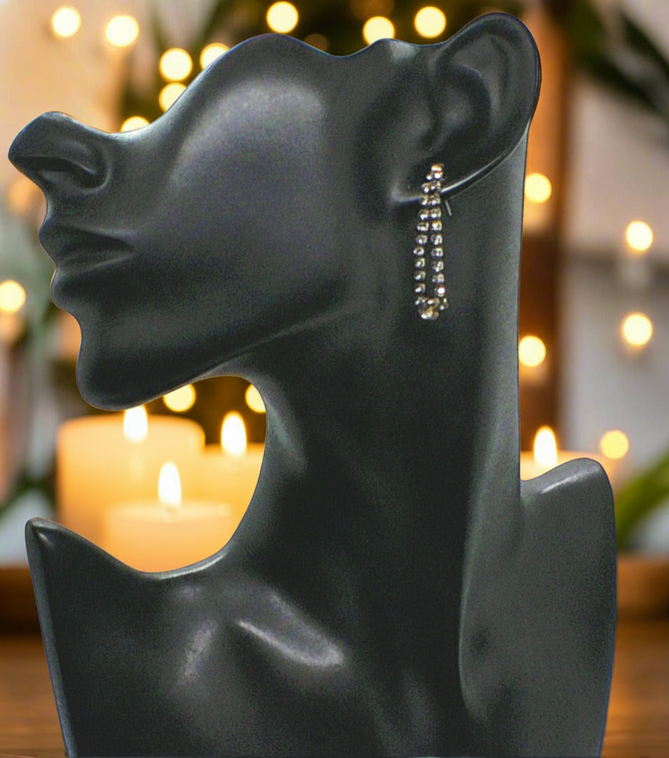 Elegant Smokey Black Rhinestone Dangle Earrings