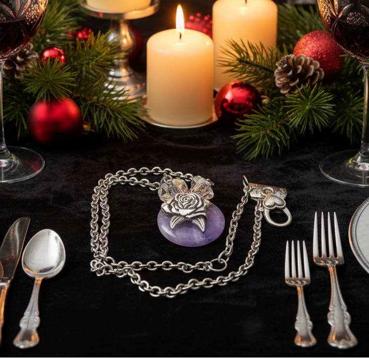 Enticing Amethyst Donut, and Sterling Silver Necklace