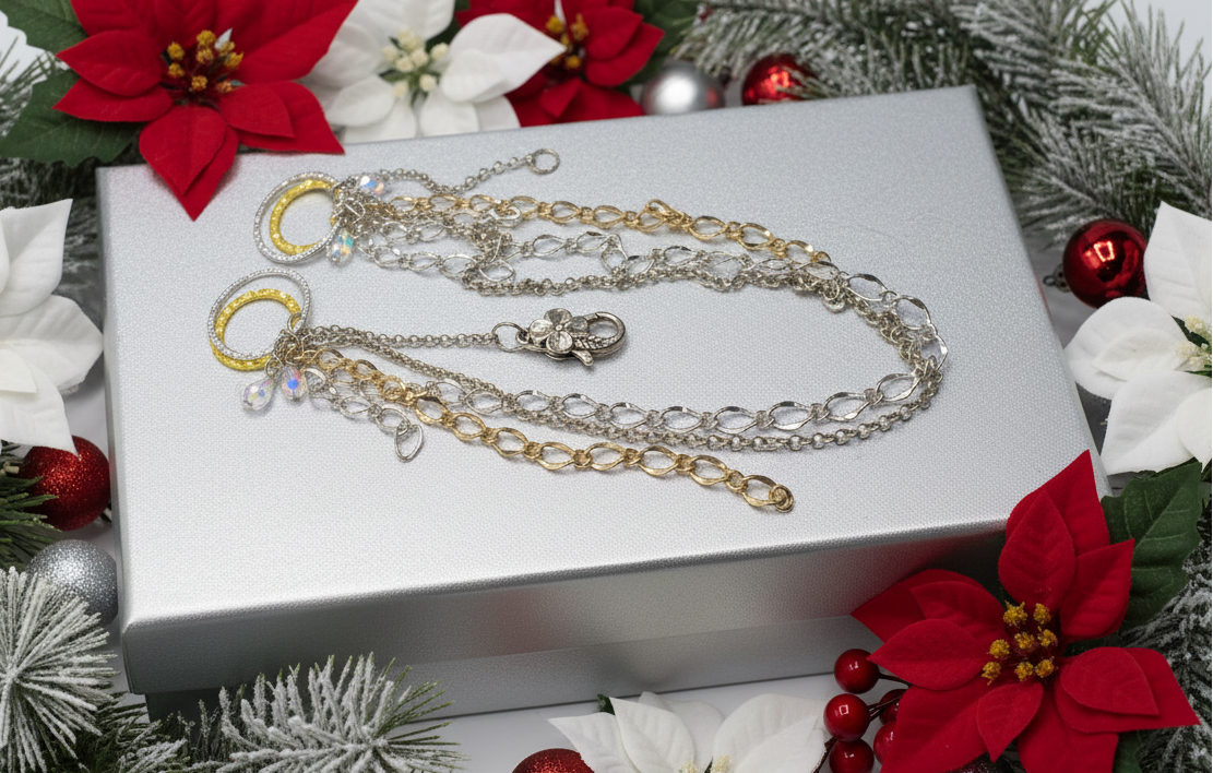Beautiful Multi Silver and Gold Chain Necklace