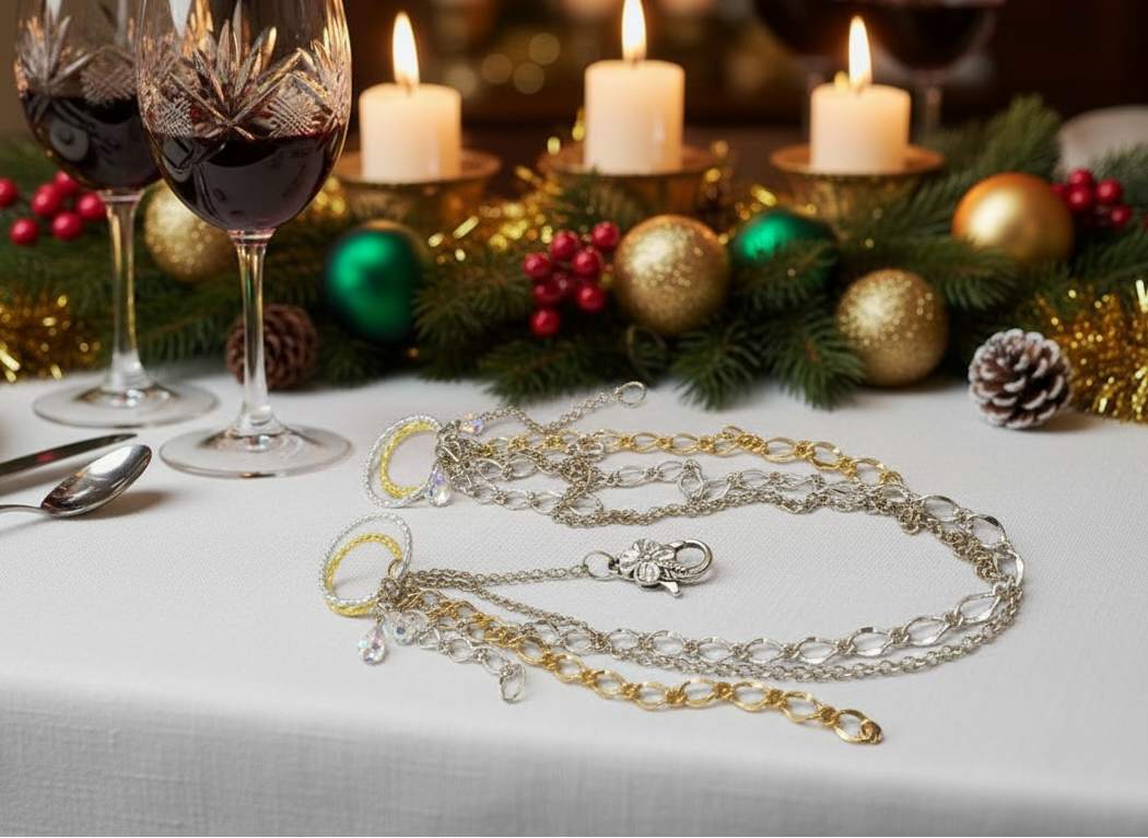 Beautiful Multi Silver and Gold Chain Necklace