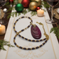 Enchanting Dark Burgundy, Fossil, Crystal, Chain, and Bead, One-of-a-Kind Necklace - handcrafted by Artistry Jewelry