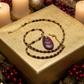 Enchanting Dark Burgundy, Fossil, Crystal, Chain, and Bead, One-of-a-Kind Necklace - handcrafted by Artistry Jewelry
