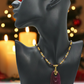 Enchanting Dark Burgundy, Fossil, Crystal, Chain, and Bead, One-of-a-Kind Necklace - handcrafted by Artistry Jewelry