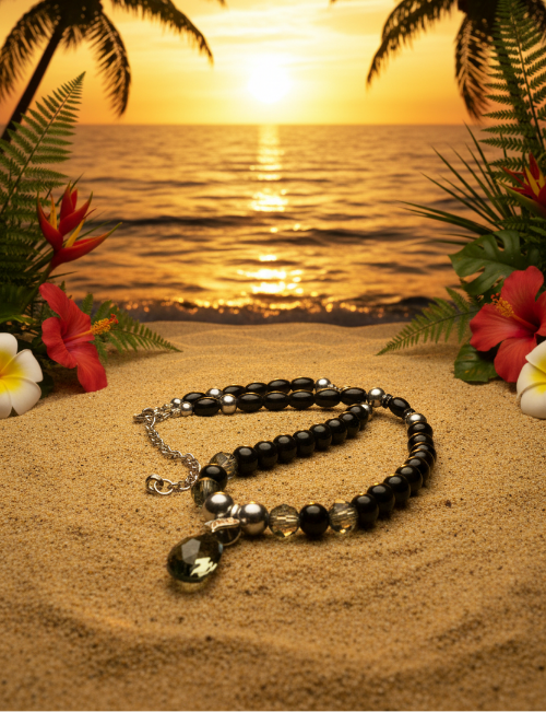 Gorgeous Black Diamond Crystals, Cubic Zirconia, and Black Pearl Beads, One-of-a-Kind Beaded Necklace - handcrafted by Artistry Jewelry