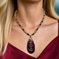 Enchanting Dark Burgundy, Fossil, Crystal, Chain, and Bead, One-of-a-Kind Necklace - handcrafted by Artistry Jewelry