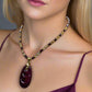 Enchanting Dark Burgundy, Fossil, Crystal, Chain, and Bead, One-of-a-Kind Necklace - handcrafted by Artistry Jewelry