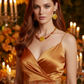 Dazzling Oranges, Tans, and Yellow Mixed Pattered Wood Beads in This Tropical Show Necklace, One-of-a-Kind-handcrafted by Artistry Jewelry