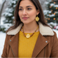 Dazzling Oranges, Tans, and Yellow Mixed Pattered Wood Beads in This Tropical Show Necklace, One-of-a-Kind-handcrafted by Artistry Jewelry