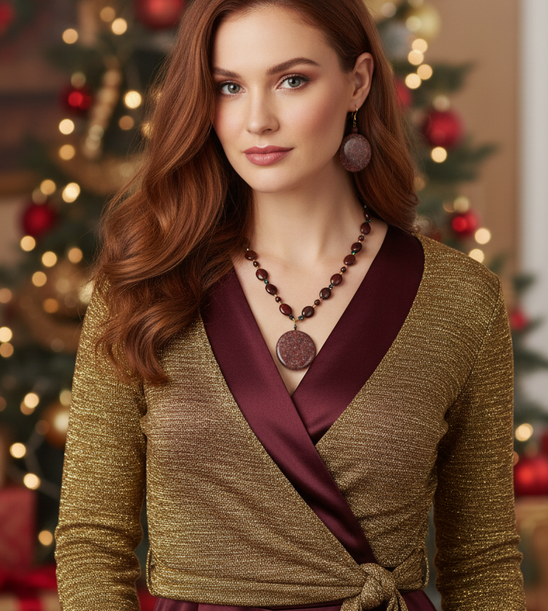 Lovely Jet Bicone Crystals, Red Feldspar, and Cubic Zirconia, One-of-a-Kind, Beaded Necklace Set-handcrafted by Artistry Jewelry