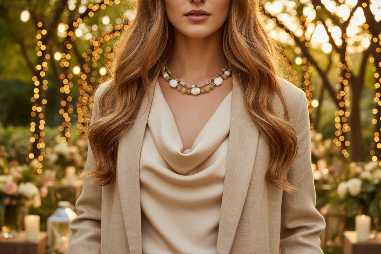 Tantalizing Opal Crystals, Natural Magnesite and Italian Onyx, Two-Strands, Beaded Necklace - crafted by Artistry Jewelry