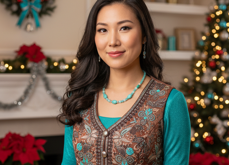 Beautiful Aqua, Semi-precious Necklace with Magnesite, and Hematite-A-handcrafted by Artistry Jewelry