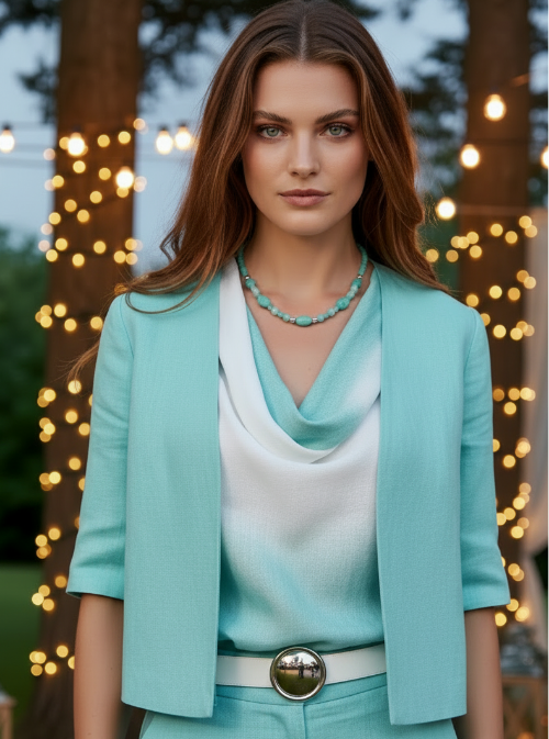 Beautiful Aqua, Semi-precious Necklace with Magnesite, and Hematite-A-handcrafted by Artistry Jewelry