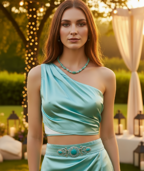 Beautiful Aqua, Semi-precious Necklace with Magnesite, and Hematite-A-handcrafted by Artistry Jewelry