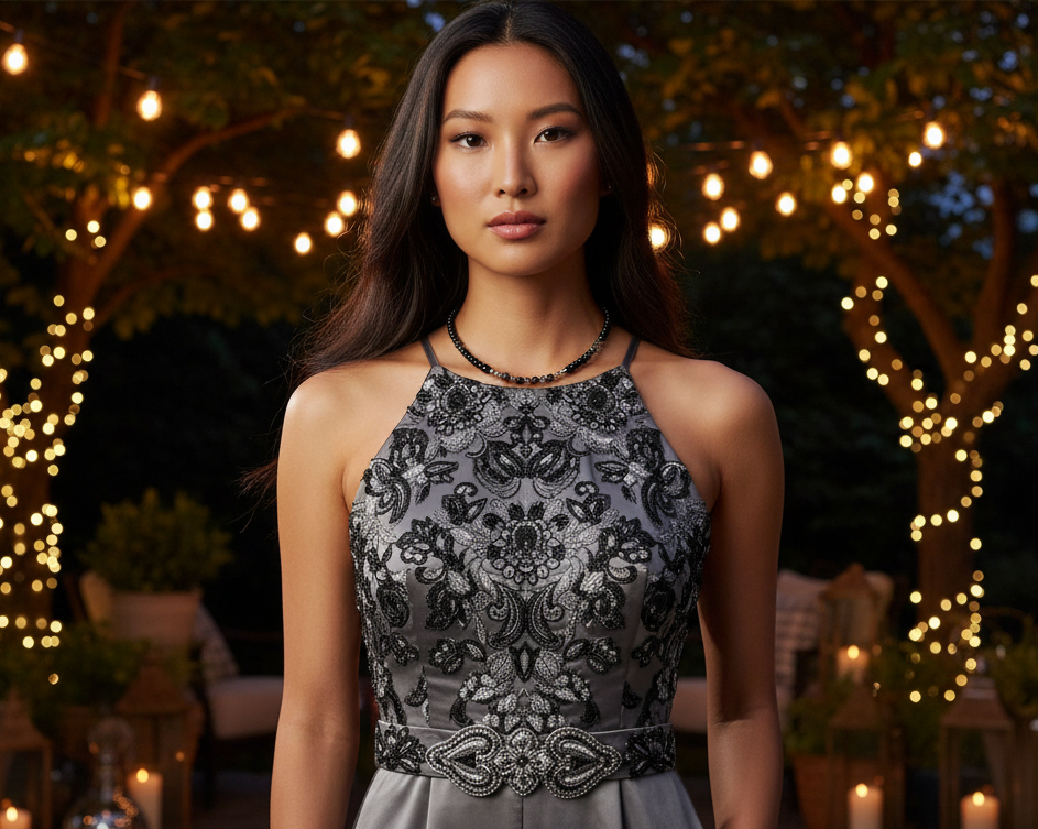 Fabulous Black & Gray Labrador, Black  Onyx and Black Diamond Crystals,_A Beaded Necklace