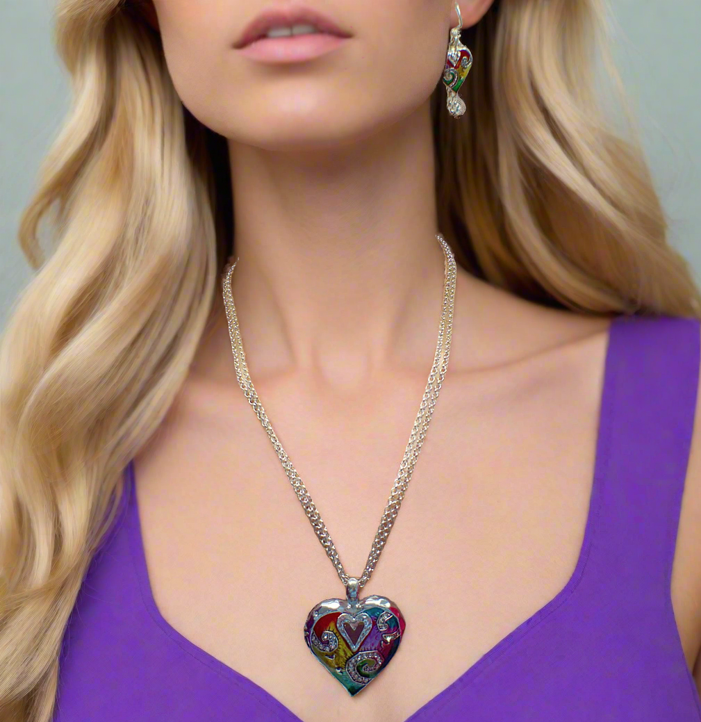 Fabulous Purple, Yellow, Red, Blue, Silver Colors and Fragile Rhinestones Chain Necklace Set A-by Artistry Jewelry