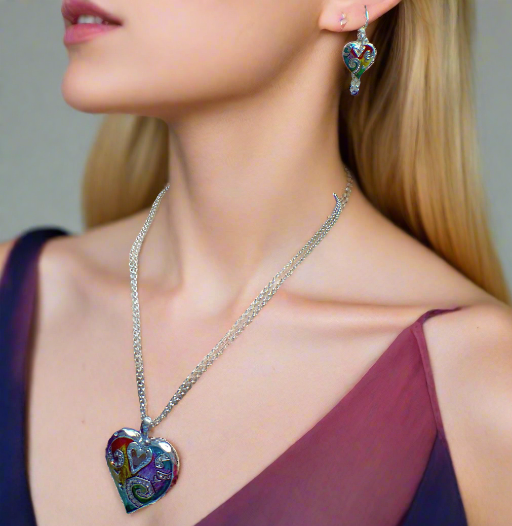 Fabulous Purple, Yellow, Red, Blue, Silver Colors and Fragile Rhinestones Chain Necklace Set A-by Artistry Jewelry