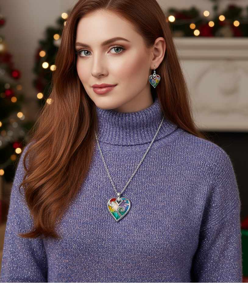 Fabulous Purple, Yellow, Red, Blue, Silver Colors and Fragile Rhinestones Chain Necklace Set A-by Artistry Jewelry