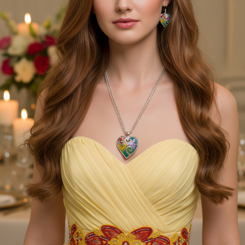 Fabulous Purple, Yellow, Red, Blue, Silver Colors and Fragile Rhinestones Chain Necklace Set A-by Artistry Jewelry