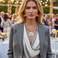 Beautiful Air Blue Opal Crystals, Silver Pendant, and Rhinestones, One-of-a-Kind, Beaded Necklace Set-crafted by Artistry Jewelry