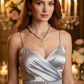 Beautiful Air Blue Opal Crystals, Silver Pendant, and Rhinestones, One-of-a-Kind, Beaded Necklace Set-crafted by Artistry Jewelry