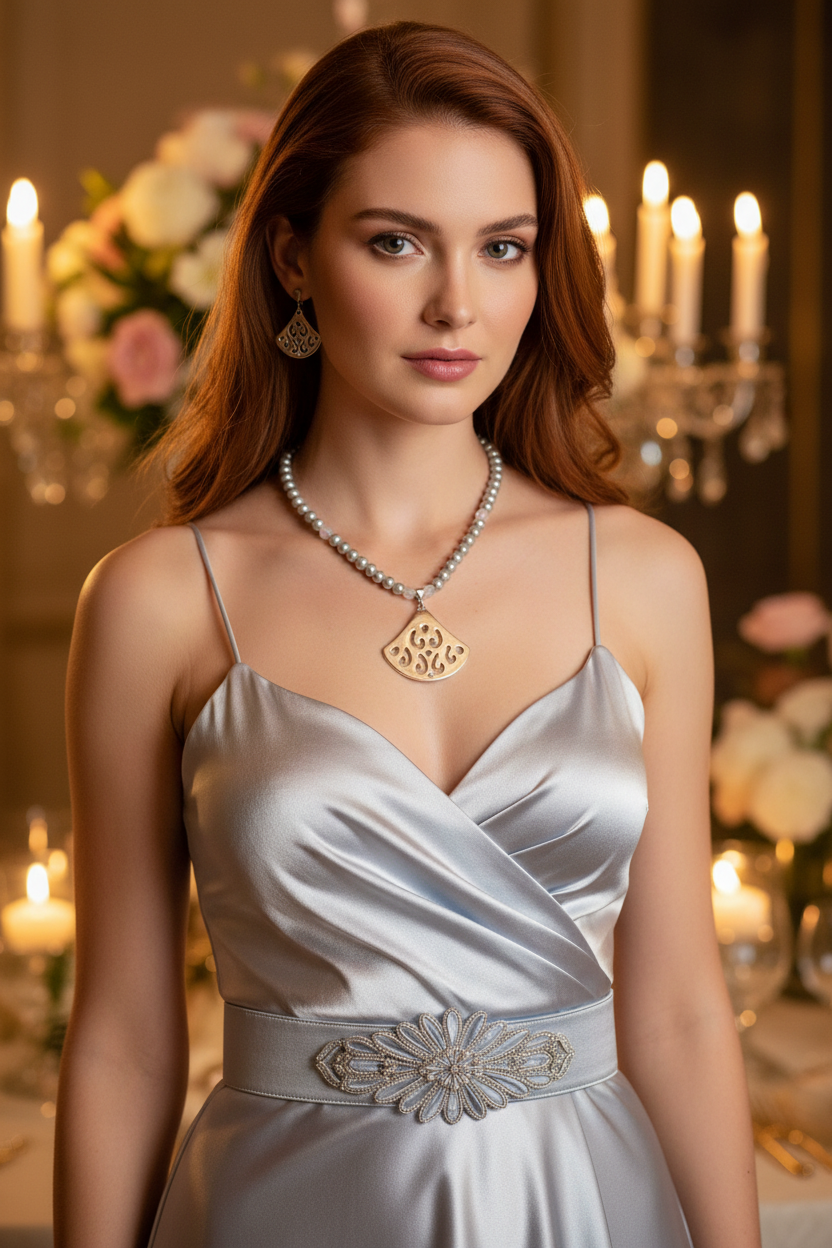 Beautiful Air Blue Opal Crystals, Silver Pendant, and Rhinestones, One-of-a-Kind, Beaded Necklace Set-crafted by Artistry Jewelry