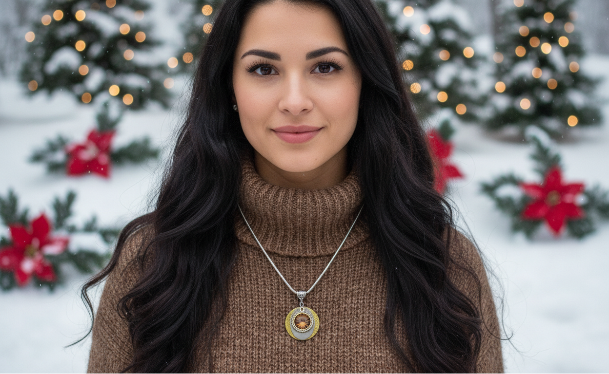 Smokey Topaz Rivoli Pendant, and Silver Snake Chain Necklace- by Artistry Jewelry
