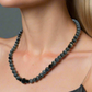 Gorgeous Natural Labradorite, Czech Crystal, Black Beads, One-of-a-Kind, Semi-precious Beaded Necklace - handcrafted by Artistry Jewelry