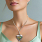 Lovely Abalone Heart Pendant, Silver Rolo Chain Necklace with Matching Earrings-by Artistry Jewelry