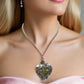 Lovely Abalone Heart Pendant, Silver Rolo Chain Necklace with Matching Earrings-by Artistry Jewelry