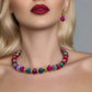 Stunning Natural Berry Tourmaline, Olive Quartz, and Gold Hematite, One-of-a-Kind, Beaded Necklace Set-handcrafted by Artistry Jewelry