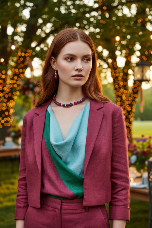 Stunning Natural Berry Tourmaline, Olive Quartz, and Gold Hematite, One-of-a-Kind, Beaded Necklace Set-handcrafted by Artistry Jewelry