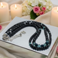 Stunning Sapphire Crystals, Black & Gray Pearl Beads, Dark BlueCzech PAVE Balls, Beaded Necklace - handcrafted by Artistry Jewelry