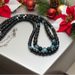 Stunning Sapphire Crystals, Black & Gray Pearl Beads, Dark BlueCzech PAVE Balls, Beaded Necklace - handcrafted by Artistry Jewelry