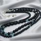 Stunning Sapphire Crystals, Black & Gray Pearl Beads, Dark BlueCzech PAVE Balls, Beaded Necklace - handcrafted by Artistry Jewelry