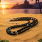 Stunning Sapphire Crystals, Black & Gray Pearl Beads, Dark BlueCzech PAVE Balls, Beaded Necklace - handcrafted by Artistry Jewelry