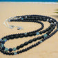 Stunning Sapphire Crystals, Black & Gray Pearl Beads, Dark BlueCzech PAVE Balls, Beaded Necklace - handcrafted by Artistry Jewelry